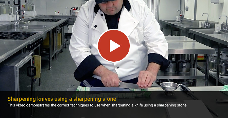 Sharpening knives using a sharpening stone video