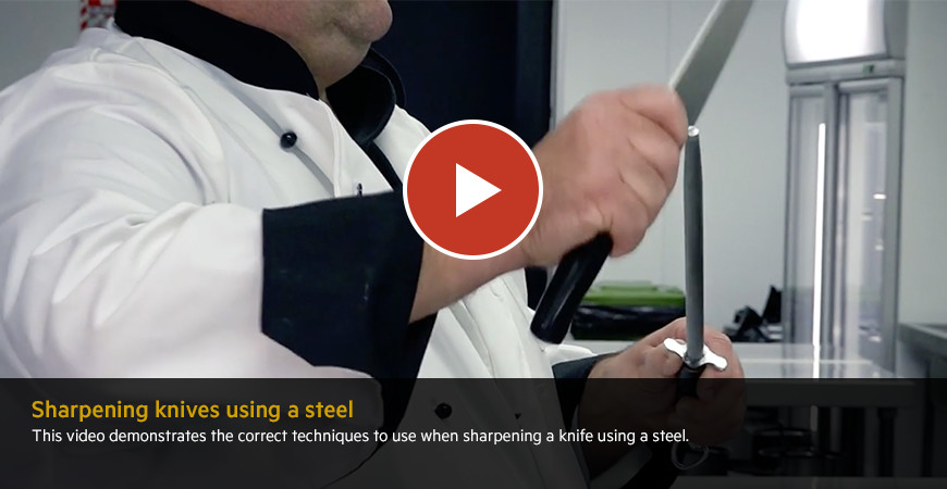 Sharpening knives using a steel Video
